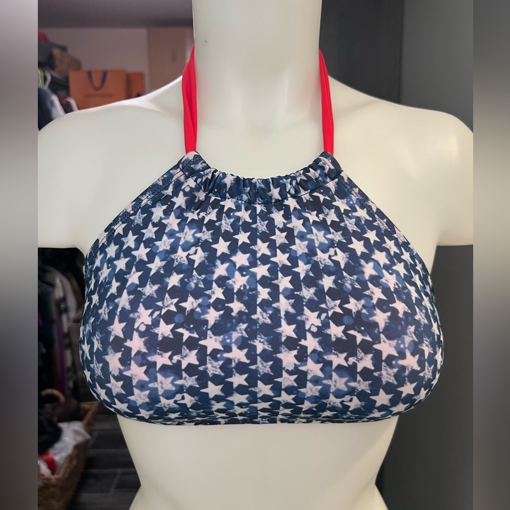 Mossimo Red, White, & Blue Stars Bikini Top
